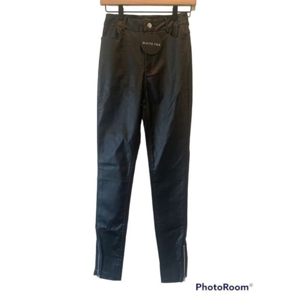 White Fox Women's Fire It Up Wet Look PU Pants Black XS